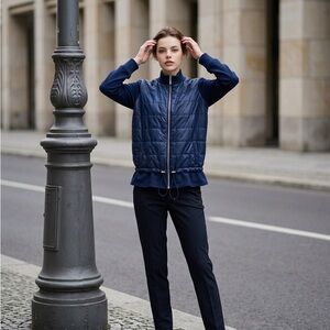 Navy Zip Quilted Jacket